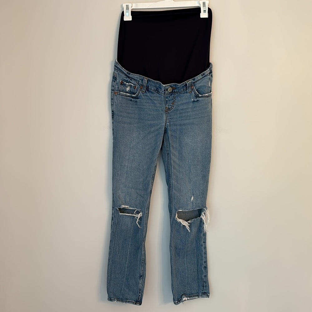 Abercrombie & Fitch Light Blue Distressed Straight Leg Jeans